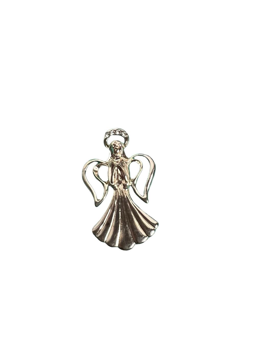 Vintage Avon Silver-Tone Heavenly Singing Angel Pin with Rhinestone Halo Brooch